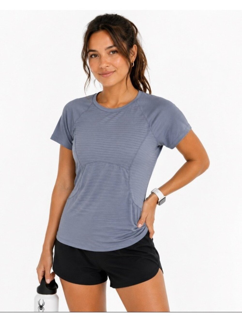 Spyder Active Top Women’s Size S Blue  Short Sleeve Zip Pocket Performance Tee